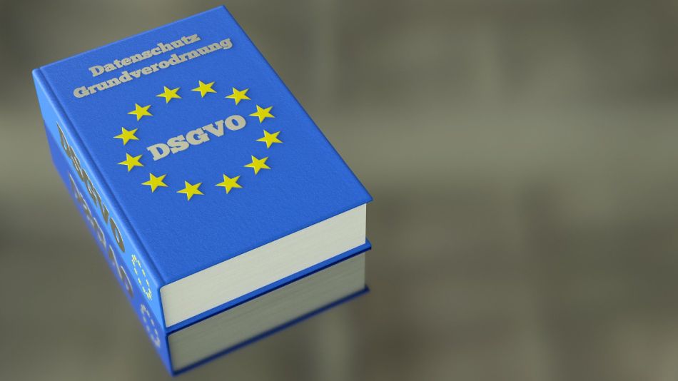 Blaues Buch mit dem Titel: Datenschutz-Grundverordnung (DSGVO).