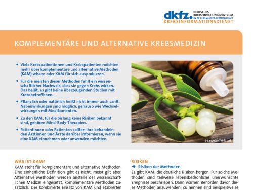 Informationsblatt "Alternative und komplementäre Krebsmedizin" © Krebsinformationsdienst, DKFZ