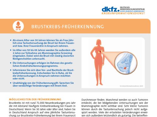 Informationsblatt "Brustkrebs-Früherkennung" © Krebsinformationsdienst, DKFZ