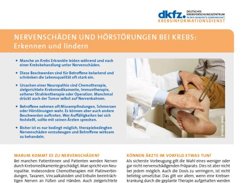 Informationsblatt "Nervenschäden und Hörstörungen bei Krebspatienten: Erkennen und lindern" © Krebsinformationsdienst, DKFZ