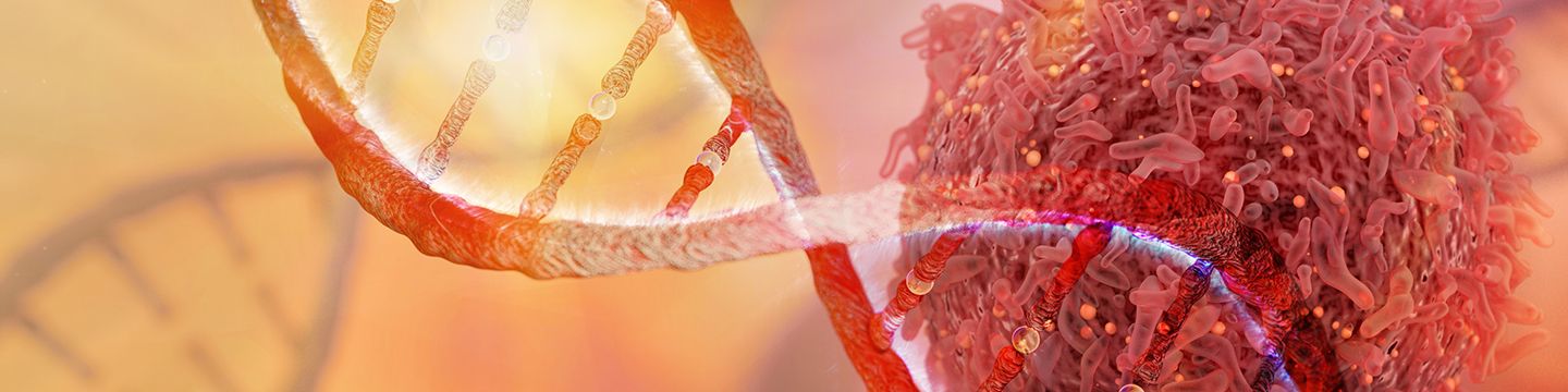 Krebszelle und DNS-Strang