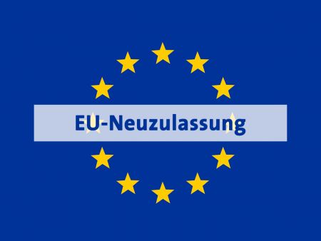 Europaflagge mit Schriftzug: EU-Neuzulassung