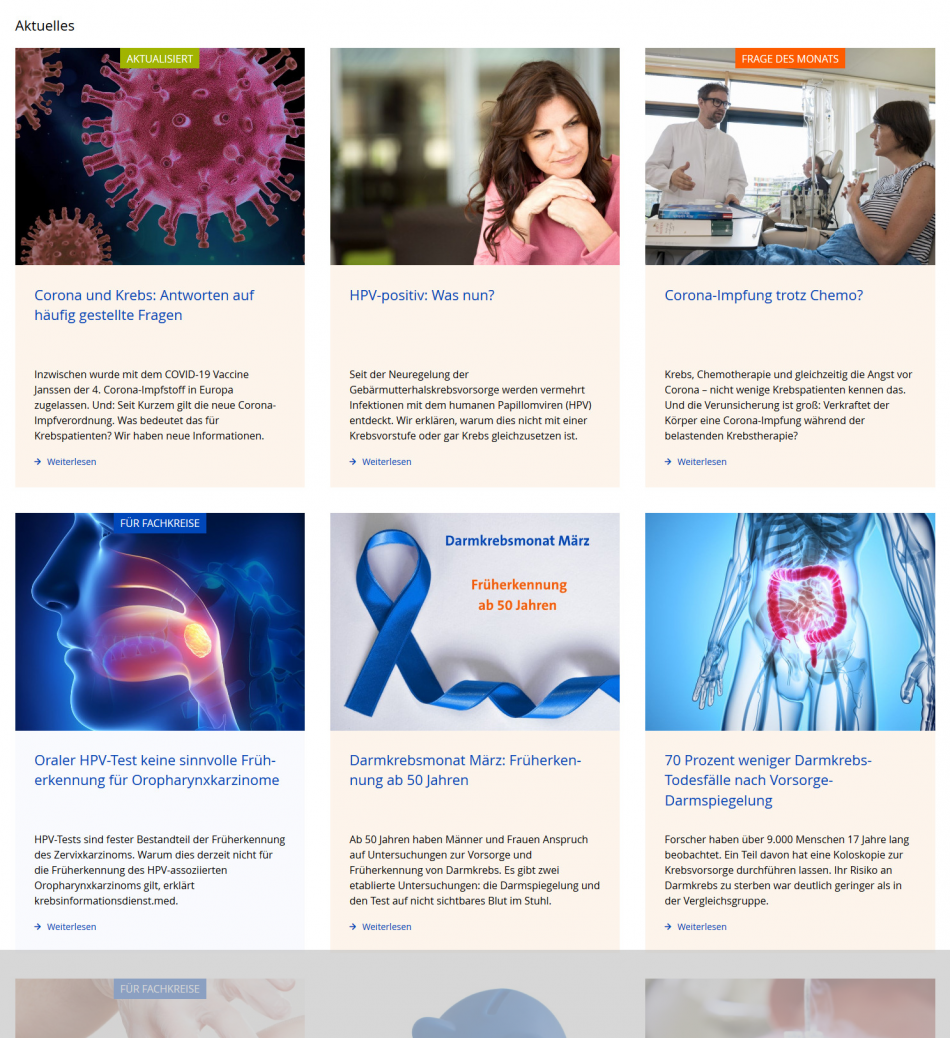 Krebsinformationsdienst Desktop Bild vom Bereich Aktuelles