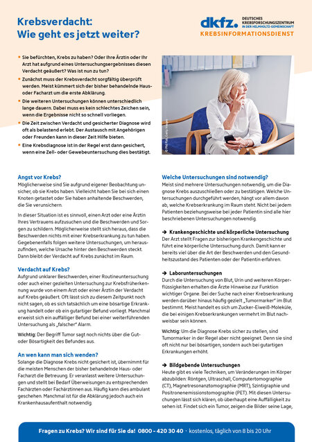 Informationsblatt "Krebsverdacht: Wie geht es jetzt weiter?"