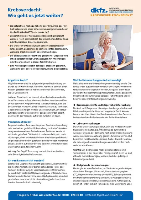 Informationsblatt "Krebsverdacht: Wie geht es jetzt weiter?"