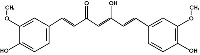 Curcumin, Krebsinformationsdienst, Deutsches Krebsforschungszentrum Strukturformel von Curcumin.