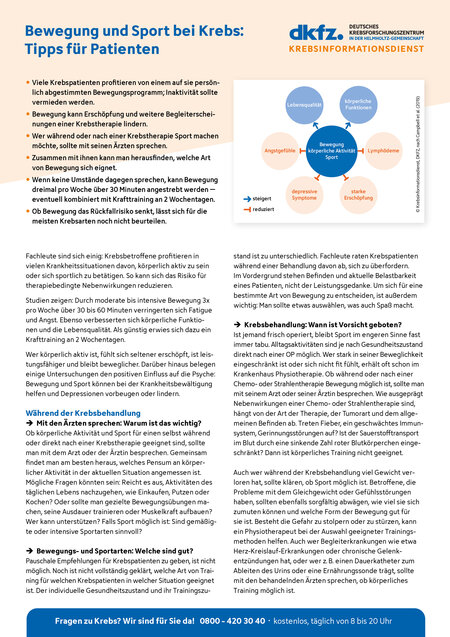 Informationsblatt "Bewegung und Sport bei Krebs: Tipps für Patienten" Informationsblatt "Bewegung und Sport bei Krebs: Tipps für Patienten"