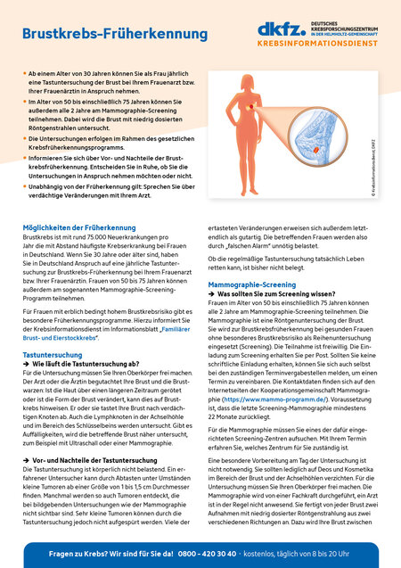 Vorschau vom Informationsblatt "Brustkrebs-Früherkennung"