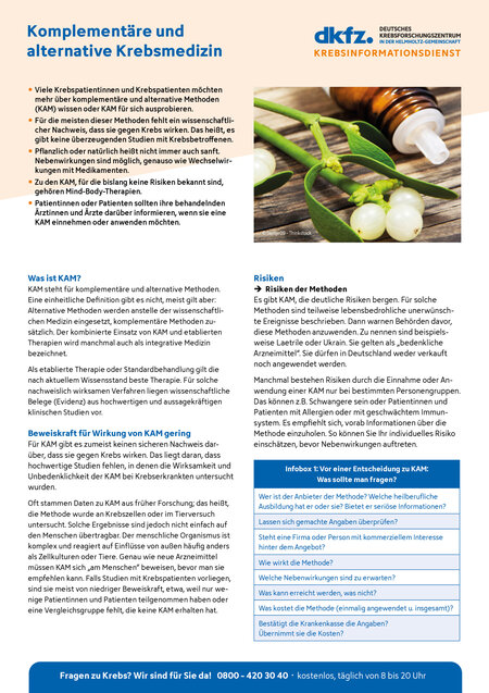 Informationsblatt "Komplementäre und alternative Krebsmedizin"