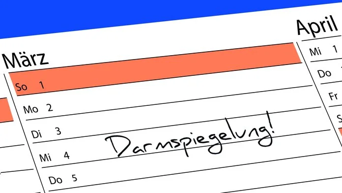 Kalendereintrag Darmspiegelung, © Krebsinformationsdienst, DKFZ Terminkalender zeigt den Eintrag für eine Darmspiegelung
