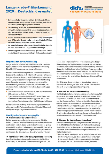 Informationsblatt "Lungenkrebs-Früherkennung: Bislang nicht in Deutschland"