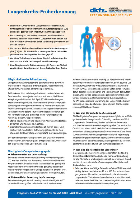 Informationsblatt "Lungenkrebs-Früherkennung: Bislang nicht in Deutschland"