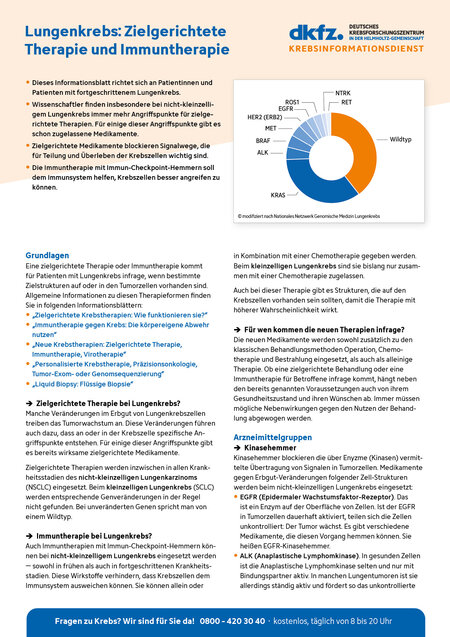 Informationsblatt "Lungenkrebs: Zielgerichtete Therapie und Immuntherapie"