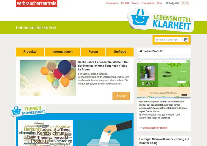 Verbraucherportal Lebensmittelklarheit