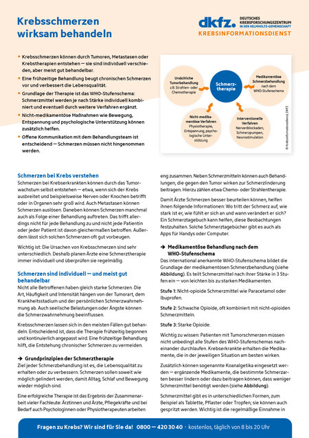 Informationsblatt "Krebsschmerzen wirksam behandeln"