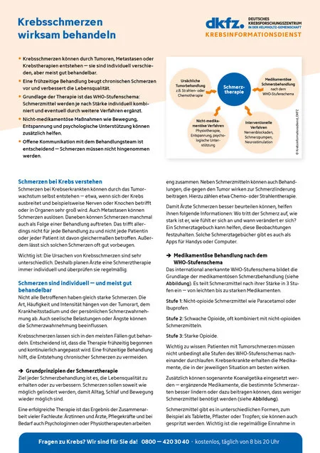 Informationsblatt "Krebsschmerzen wirksam behandeln"