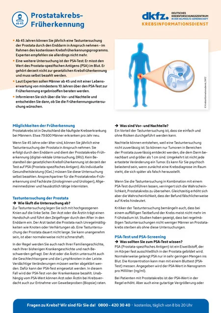 Informationsblatt "Prostatakrebs-Früherkennung"