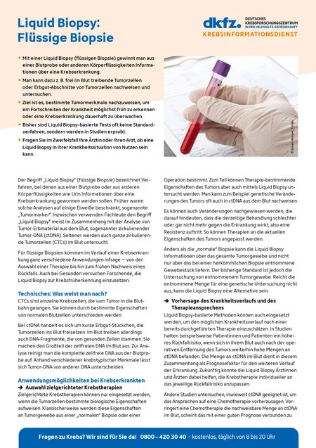 Informationsblatt "Liquid Biopsy: Flüssige Biopsie"