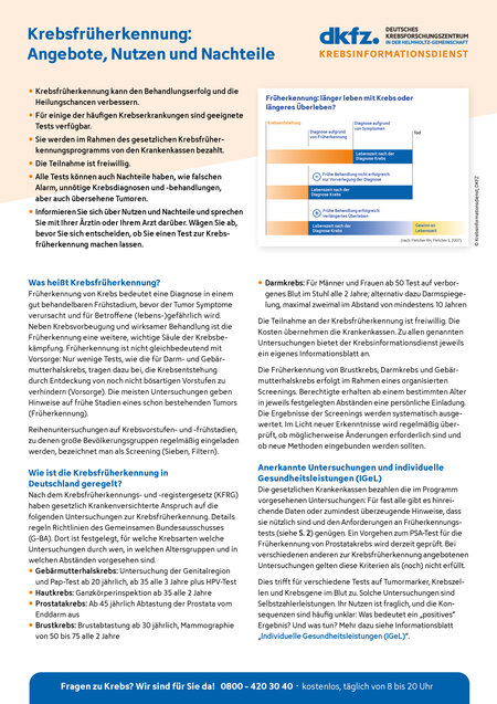 Vorschau vom Informationsblatt "Krebsfrüherkennung: Wissenswertes zu Angeboten, Nutzen und Nachteilen"