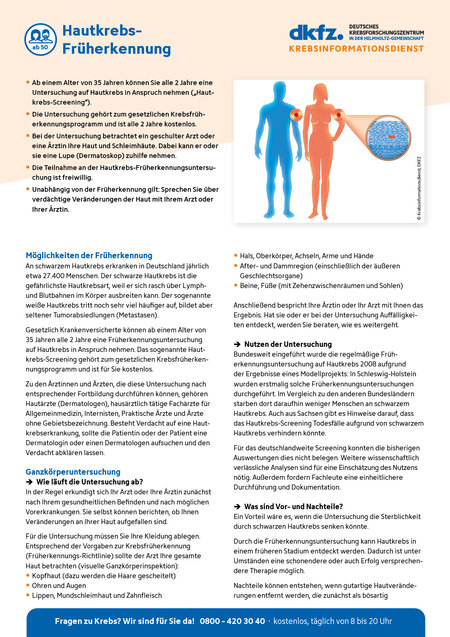 Informationsblatt "Hautkrebs-Früherkennung"