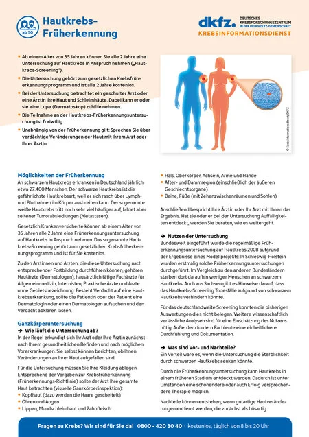 Informationsblatt "Hautkrebs-Früherkennung"