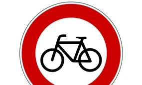 Verkehrsschild "Radfahren verboten", Fahrradfahren - verboten vor dem PSA-Test? Radfahren verboten vor dem PSA-Test?
