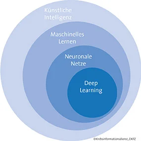 Grafische Darstellung der Fachbegriffe rund um KI, Fachbegriffe rund um Künstliche Intelligenz Grafische Darstellung der Fachbegriffe rund um KI © Krebsinformationsdienst, Deutsches Krebsforschungszentrum